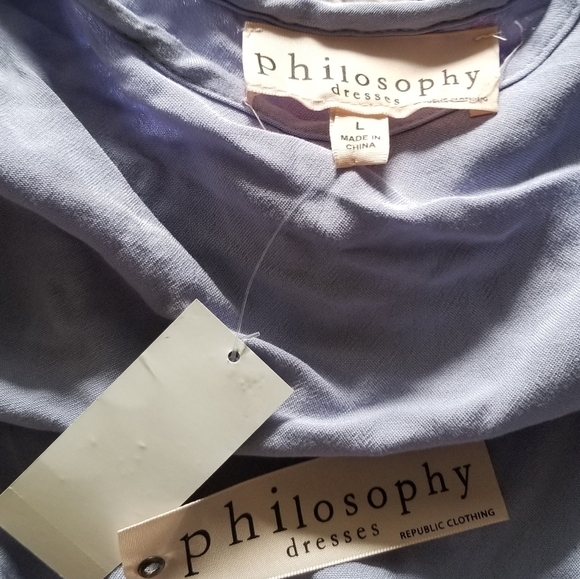 ✨️CL Philosophy Lavender Pink Yarn Tie Dangle Bead Shift Dress NWT Size L - Picture 5 of 8